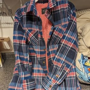 Modern Canvas Plaid Shirt Jacket Size Medium